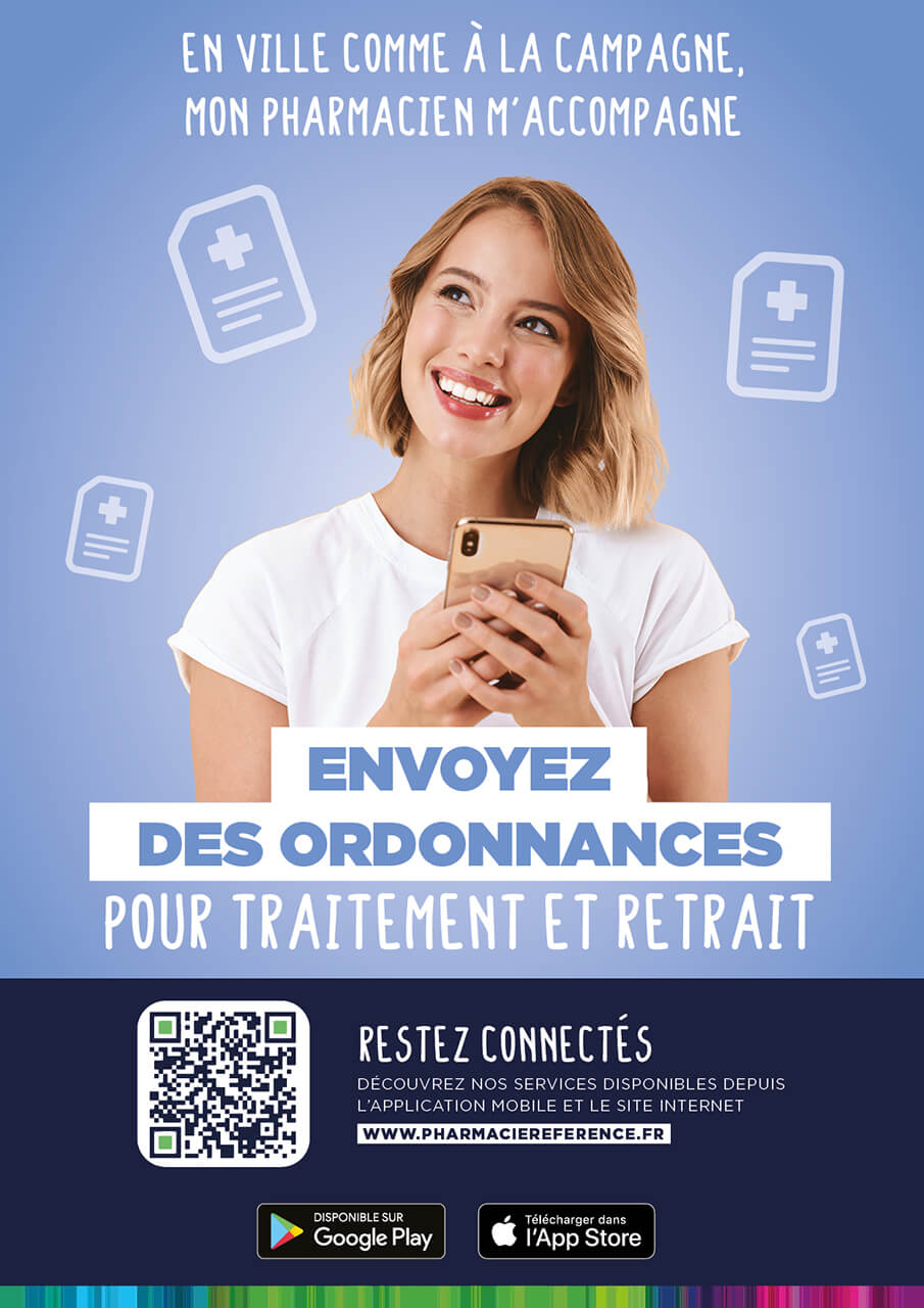 Pharmacie Référence Groupe - Affiche service application Envoi ordonnance