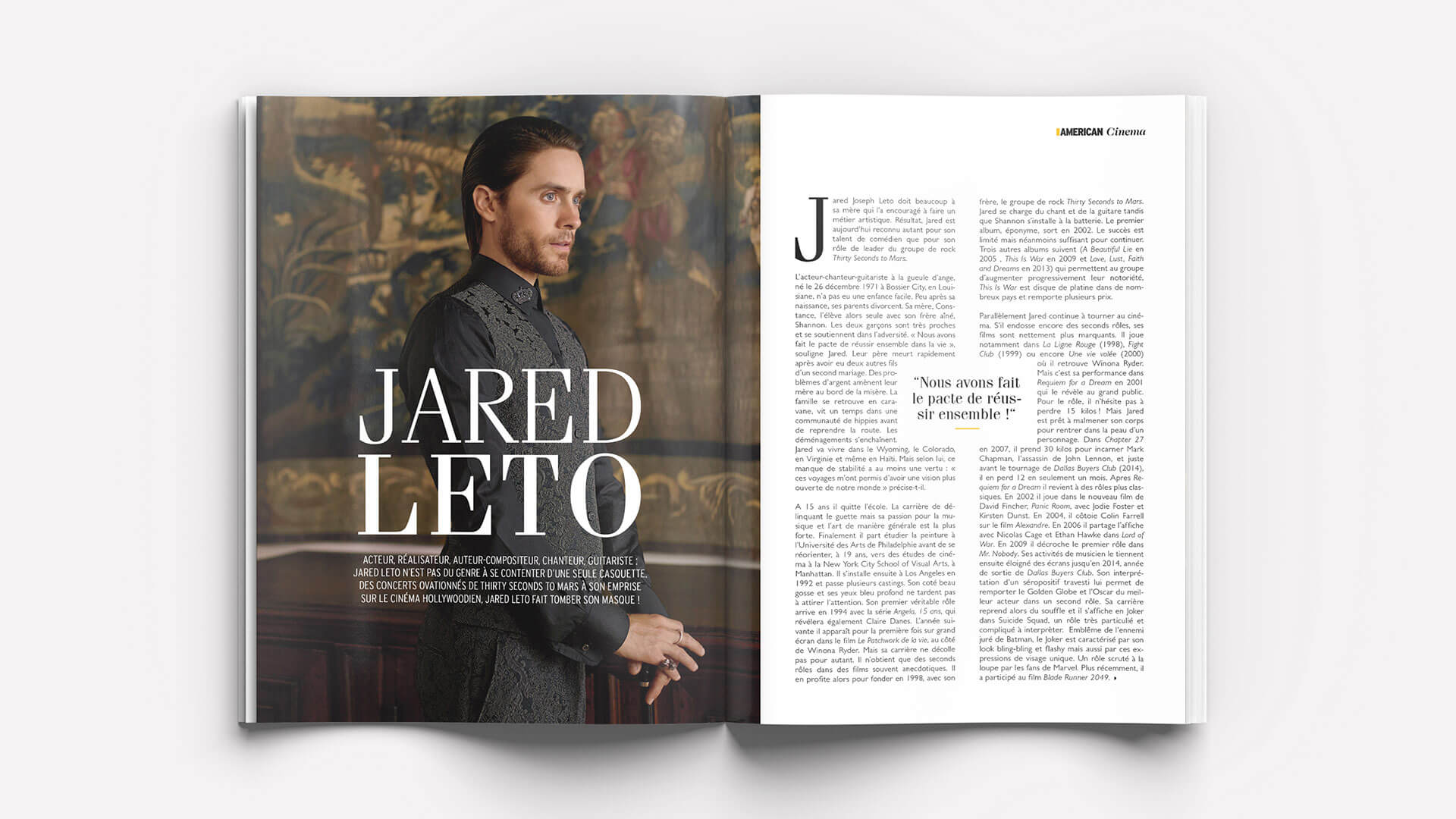 American Cinema Jared Leto magazine layout