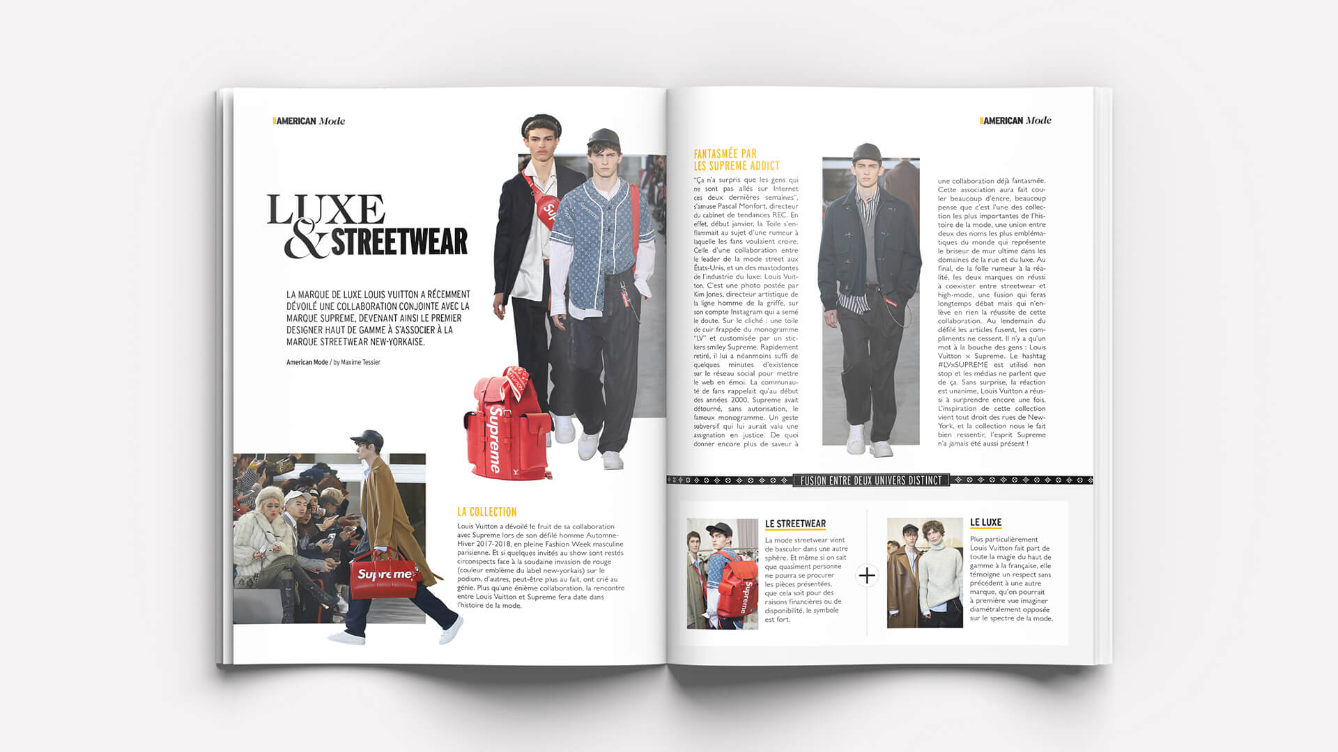American Mode Supreme x Louis Vuitton collection magazine layout